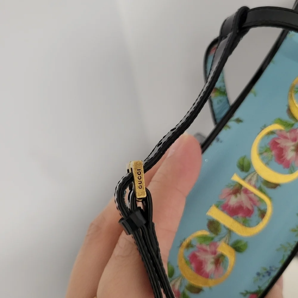 Gucci Black Sandals with Gold Bee Detail - Picture 8 of 8